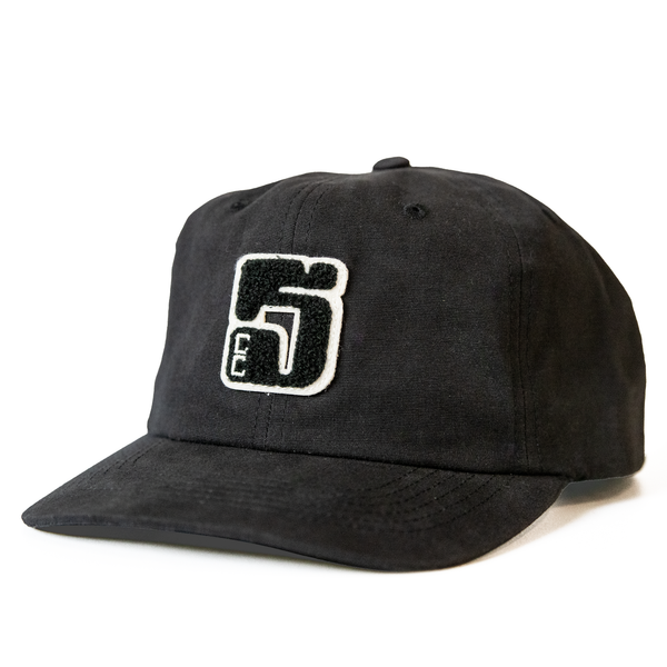 Easy Sunday Patch Hat in black with the chenille 5 patch