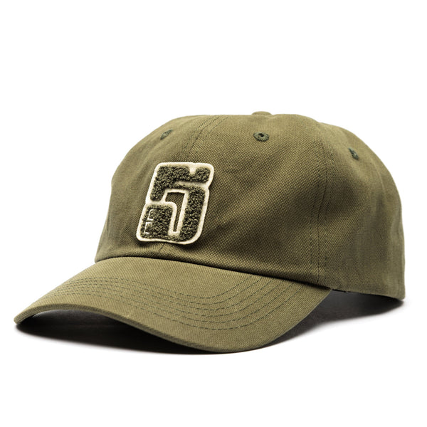 Easy Sunday Patch Hat in olive with the chenille 5 patch