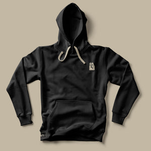 Missing Link Hoodie in black, laid flat